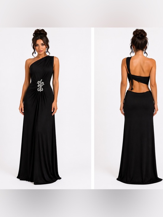 Ema Savahl Dresses & Skirts - 💕 Ema Savahl - One-Shoulder Black Evening Gown with Embellished Waist